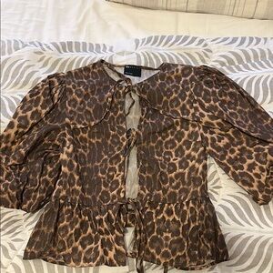 ASOS Leopard Print tie-front Blouse